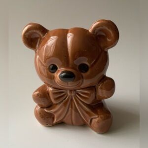 Vintage Brown Ceramic Teddy Planter